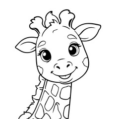 Cute vector illustration Giraffe for kids coloring activity page