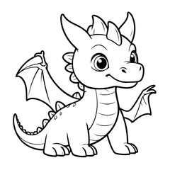 Cute vector illustration KomodoDragon drawing for kids colouring page