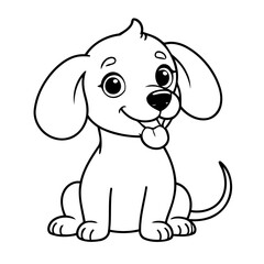 Simple vector illustration of Dachshund for toddlers colouring page