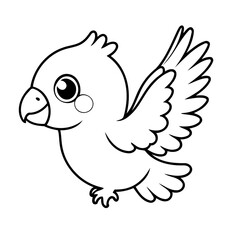 Cute vector illustration Parrot doodle for toddlers colouring page