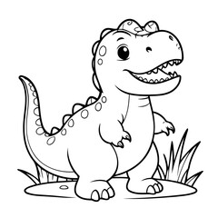 Cute vector illustration TRex doodle colouring activity for kids