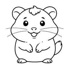 Vector illustration of a cute Hamster drawing colouring activity