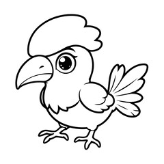 Vector illustration of a cute hornbill doodle for kids coloring worksheet