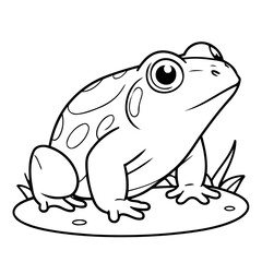 Cute vector illustration bullfrog for kids coloring activity page