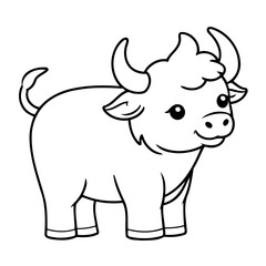 Simple vector illustration of Yak drawing for toddlers book