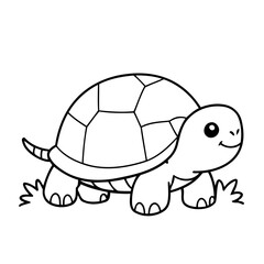 Vector illustration of a cute Turtle drawing for toddlers colouring page