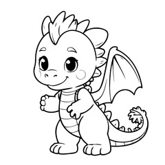 Cute vector illustration Dragon drawing for colouring page