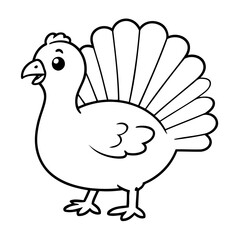 Vector illustration of a cute Turkey drawing colouring activity