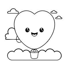 Vector illustration of a cute Balloon doodle drawing for kids page