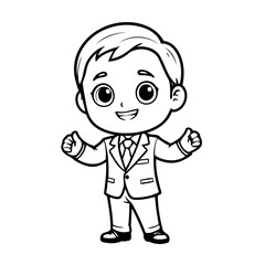 Simple vector illustration of Businessman hand drawn for kids page