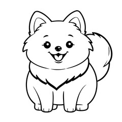 Simple vector illustration of Pomeranian drawing for kids colouring page
