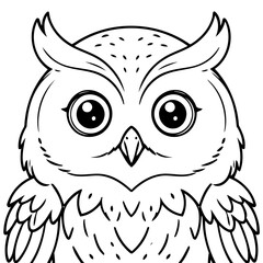 Vector illustration of a cute Owl drawing for toddlers colouring page