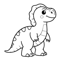 Simple vector illustration of Dinosaur drawing for kids colouring activity