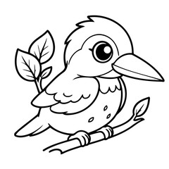 Vector illustration of a cute Kingfisher doodle colouring activity for kids