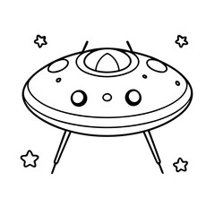 Simple vector illustration of UFO drawing for kids colouring page