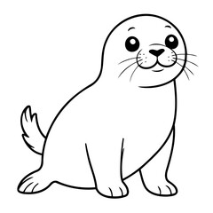 Simple vector illustration of Seal drawing for toddlers colouring page