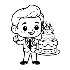 Simple vector illustration of Businessman for toddlers colouring page