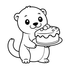 Simple vector illustration of Otter hand drawn for kids page