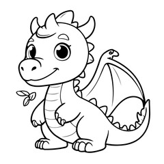 Cute vector illustration dragon doodle for toddlers worksheet