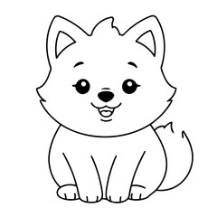 Vector illustration of a cute Wolf drawing for toddlers coloring activity