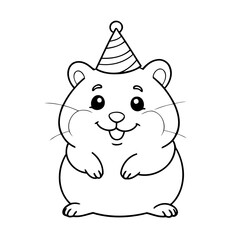 Cute vector illustration Hamster drawing for colouring page