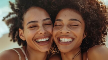 Fototapeta premium The joyful laughter of a lesbian couple, a symbol of love’s freedom.