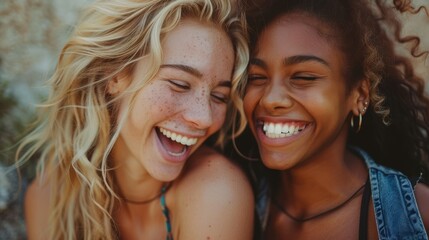 Fototapeta premium The joyful laughter of a lesbian couple, a symbol of love’s freedom.