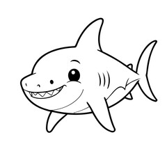 Vector illustration of a cute Shark drawing for kids page