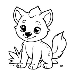 Cute vector illustration Hyena drawing for toddlers coloring activity