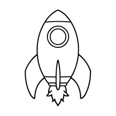 Simple vector illustration of Rocket drawing for kids colouring activity