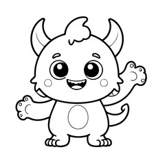 Vector illustration of a cute monster doodle colouring activity for kids