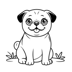 Cute vector illustration Pug for toddlers colouring page