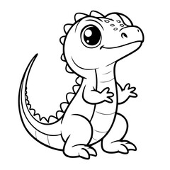 Cute vector illustration Lizard drawing for toddlers colouring page