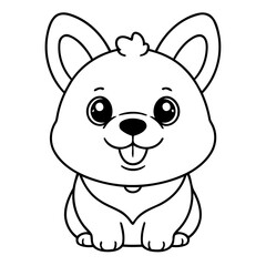 Vector illustration of a cute WelshCorgi doodle for toddlers worksheet