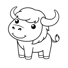 Cute vector illustration Yak drawing for children page