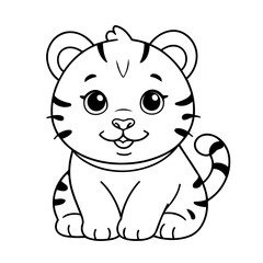 Cute vector illustration Tiger for children colouring activity