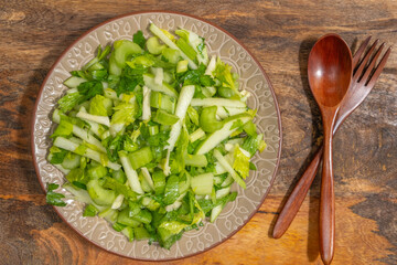 Celery Salad on ceramic plate.	