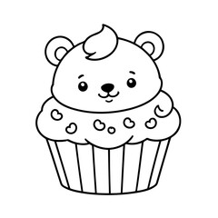 Cute vector illustration Bear hand drawn for kids coloring page