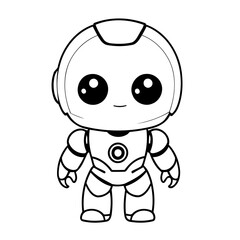 Vector illustration of a cute Robot drawing for kids page