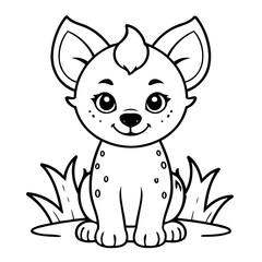Vector illustration of a cute Hyena doodle for toddlers colouring page