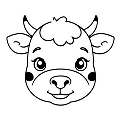 Cute vector illustration Cow doodle for toddlers colouring page