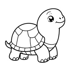 Cute vector illustration Turtle for kids colouring worksheet