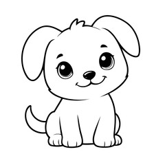 Simple vector illustration of puppy drawing for kids colouring activity