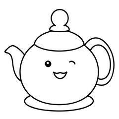Simple vector illustration of Teapot for children colouring activity