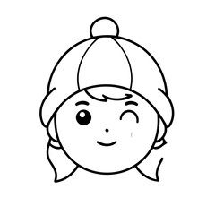 Cute vector illustration WinterCap doodle for toddlers coloring activity
