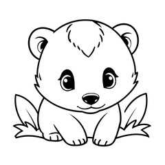 Vector illustration of a cute Badger drawing for toddlers coloring activity