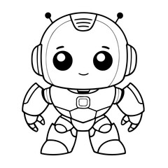 Cute vector illustration Robot drawing for children page