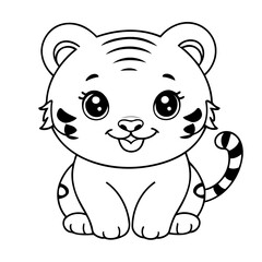 Cute vector illustration Tiger for children colouring activity