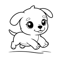 Vector illustration of a cute Puppy doodle for kids colouring page