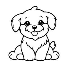 Vector illustration of a cute Havanese drawing colouring activity